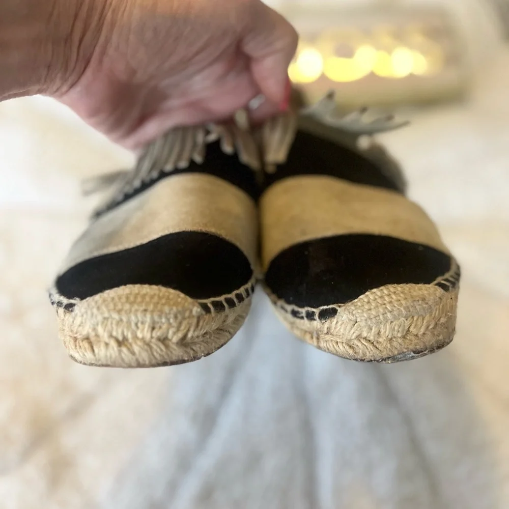Authentic Chloe Beige and Black Espadrilles